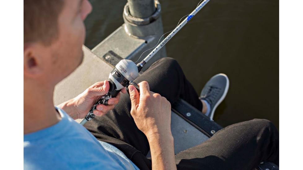 Zebco Folds of Honor Spincast Reel and Rod Combo, 6ft 2-PC Rod w/ EVA Handle, QuickSet Anti-Reverse Reel w/ Bite Alert, 33602MFOHC.NS4