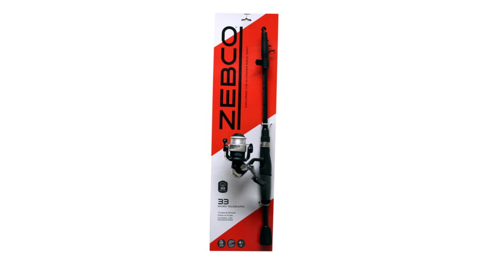 Zebco 33 Micro Spinning Reel and Telescopic Rod Combo, Extendable 19in to 5ft Telescopic Pole w/ ComfortGrip Rod Handle, QuickSet Anti-Reverse Reel, Silver/Black, 33MS505ULTELA.FB4