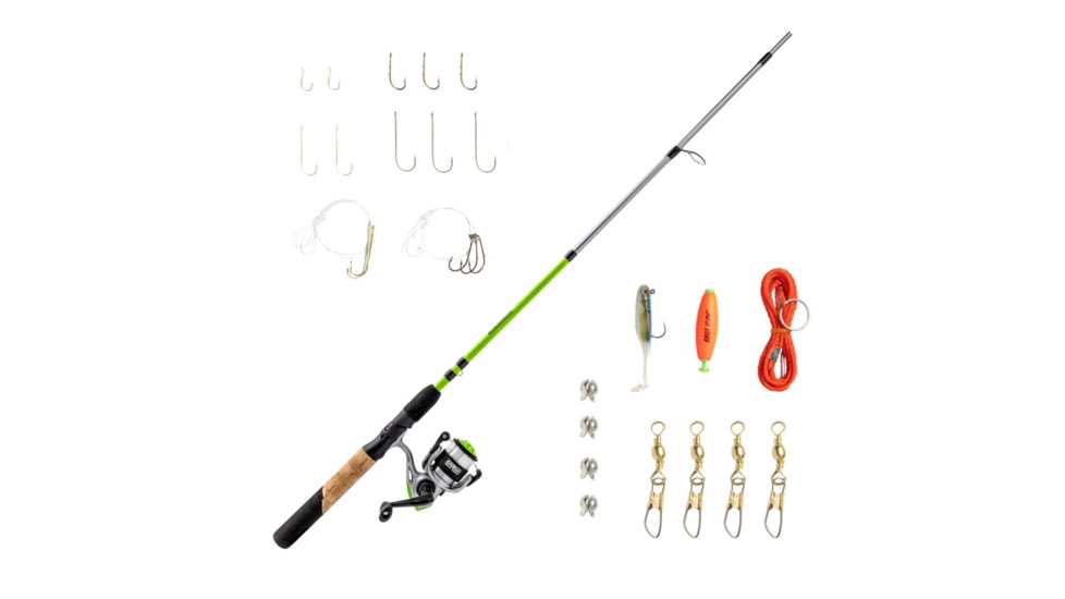 Zebco Ready Tackle Lake/Pond 20sz 6 ft Spinning Combo w/Eagle Claw Tackle, 2 Pieces, Medium Light, 21-44696