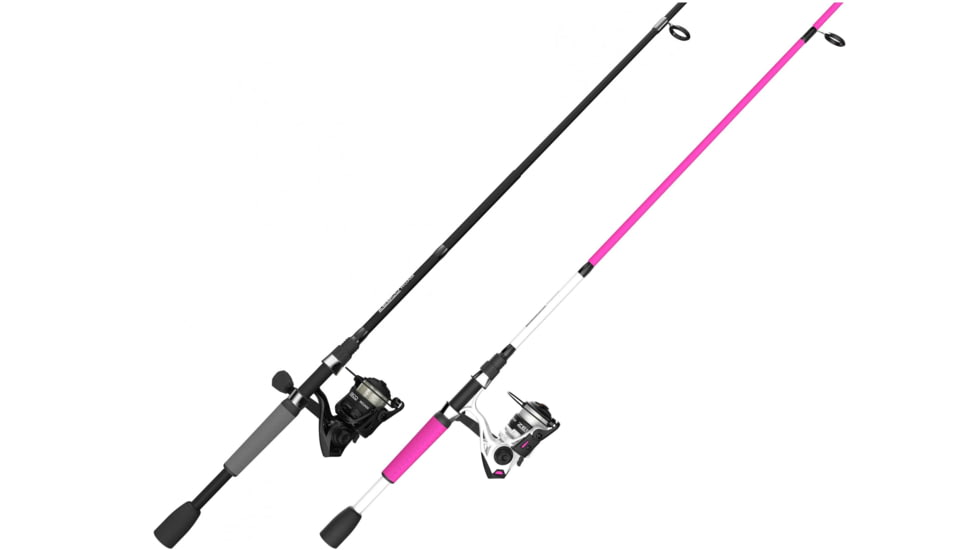 Zebco Roam 20 Size Spinning Combo, 8 lb Line, w/2 Piece Medium Light Rod, Black, Pink