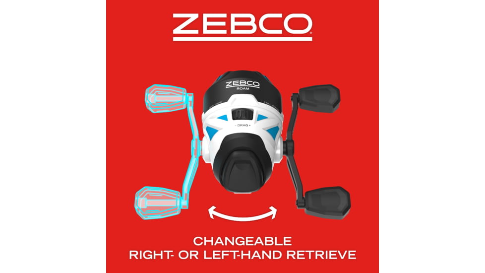 Zebco Roam Spincast Reel, SZ 30 Reel, Changeable Right or LH Retrieve, Pre-Spooled w/ 10lb Zebco Fishing Line, Stainless Steel Front Cover, Blue, Clam Pack, ROAMBL.SC3