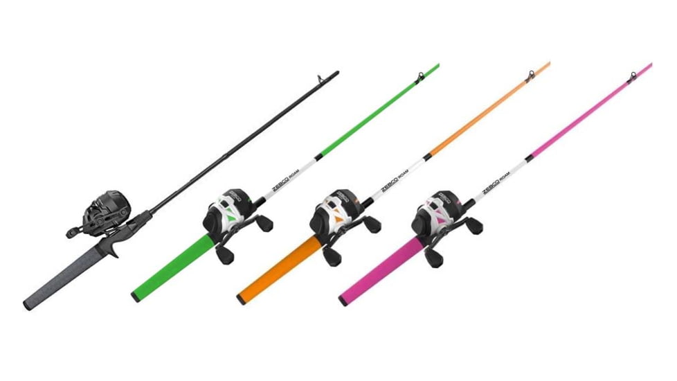 Zebco Roam Spincast Combo, Black, Green, Orange, Pink