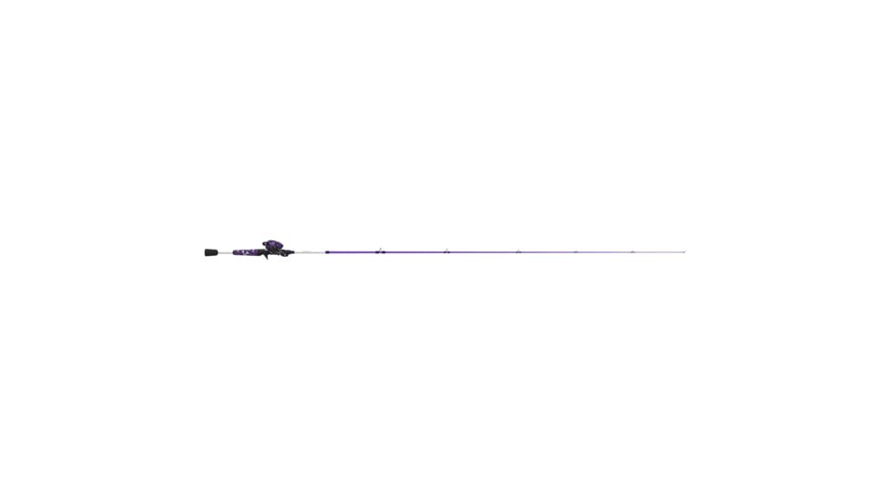 Zebco Roam Baitcast Reel and Rod Combo, 6ft 6in 2-PC Fiberglass Pole w/ Split-Grip MaxTac Handle, Lightweight Graphite Frame, RH Retrieve, Purple, ROAMPR100662MH.NS3