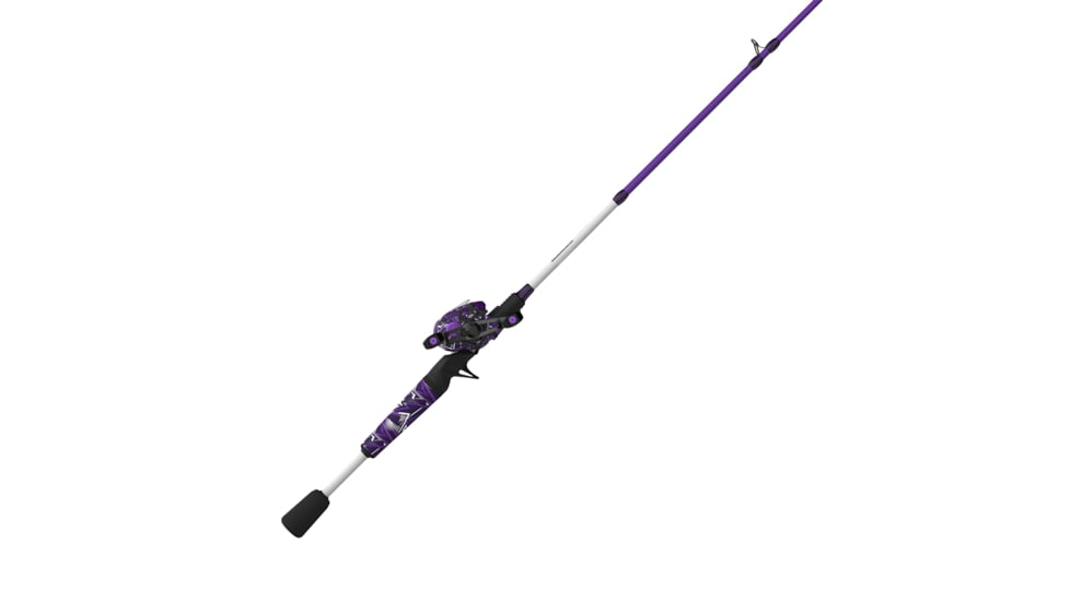 Zebco Roam Baitcast Reel and Rod Combo, 6ft 6in 2-PC Fiberglass Pole w/ Split-Grip MaxTac Handle, Lightweight Graphite Frame, RH Retrieve, Purple, ROAMPR100662MH.NS3