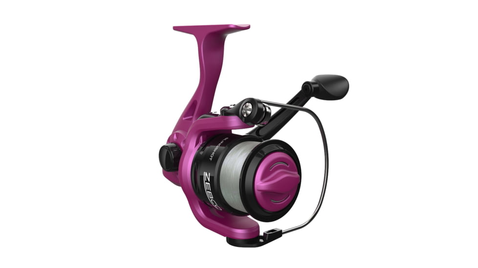 Zebco Slingshot Spinning Reel and Rod Combo, 5ft 6in 2-PC Pole, SZ 20 Reel, Changeable Righ/Left Retrieve, Pre-Spooled w/ 8lb Zebco Cajun Line, Purple, SLSPPL562MLA.NS4