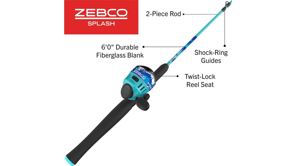 Zebco Splash Combo Spincast, On 6ft 2 Piece Rod, 4 Pack Asstmnt, 2 Blue / 2 Purp, BRSSPLASHSC602M