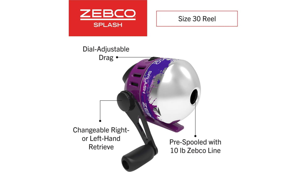 Zebco Splash Spincast Combo, 2 Piece, 6 ft, Purple, SPLPRSC602MB.NS4