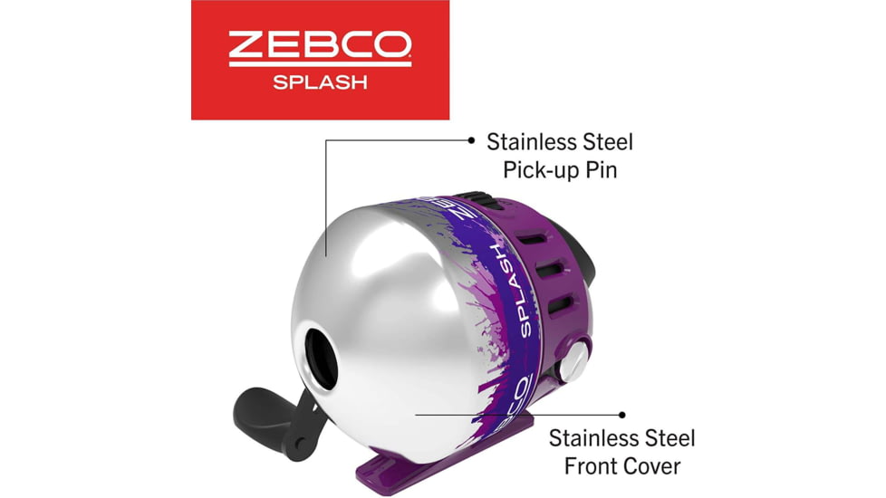Zebco Splash Spincast Combo, 2 Piece, 6 ft, Purple, SPLPRSC602MB.NS4