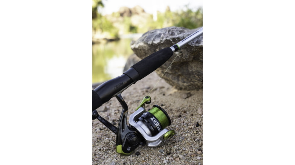 Zebco Stinger Spinning Reel and Rod Combo, 4ft 6in 2-PC Fiberglass Pole, EVA Rod Handle, SZ 10 Reel, Changeable Righ/Left Retrieve, Silver/Black, SSP10462ULA.NS3