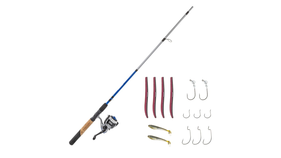 Zebco Ready Tackle Bass 30sz 6 ft 6 in Spinning Combo w/Strike King Tackle, 2 Pieces