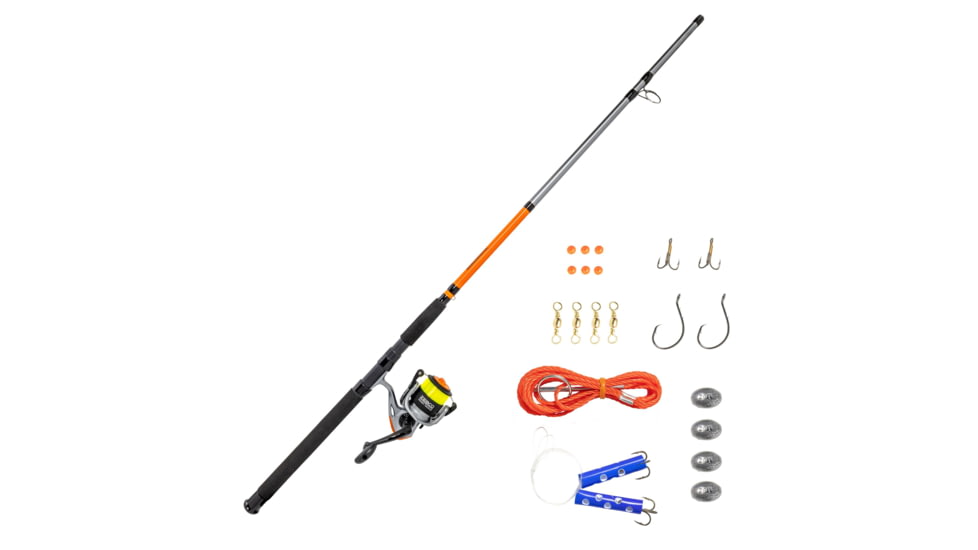 Zebco Ready Tackle Catfish 60sz 8 ft Spinning Combo with Eagle Claw Tackle, 2 Pieces