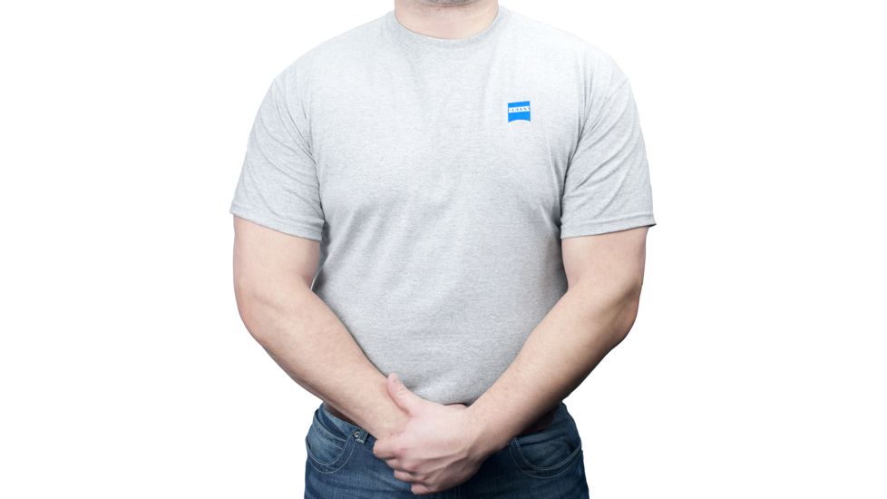 Zeiss Gear T-Shirt with Legendary Z Mark on Back and ZEISS Logo on Front Left Chest, Grey, Large