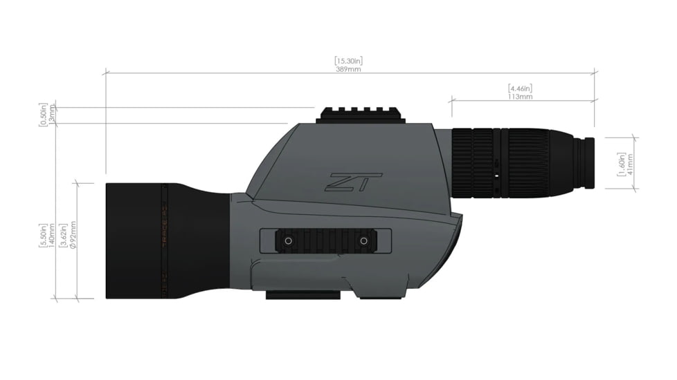 ZeroTech Optics Trace Advanced 20-60x80mm, 41mm, First Focal Plane, OSR Reticle, MRAD, Black/Grey, TR206080F