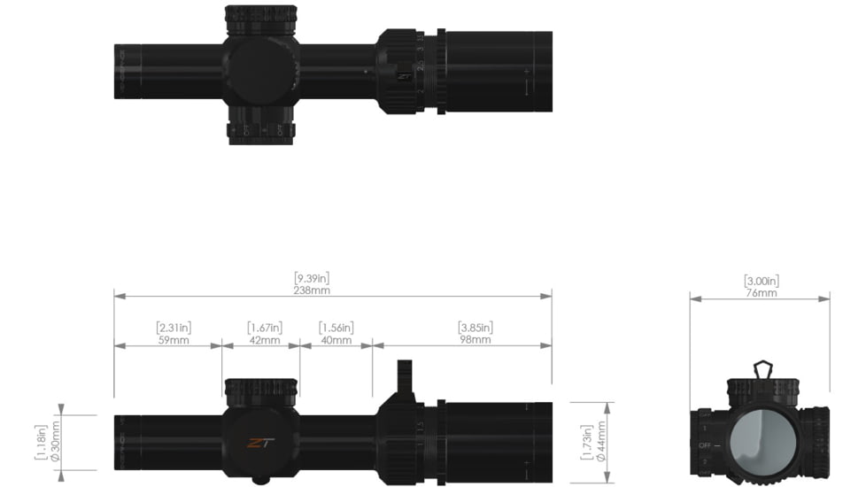 ZeroTech Optics Vengeance 1-4x24mm LPVO 30mm Tube Rifle Scope, Second Focal Plane