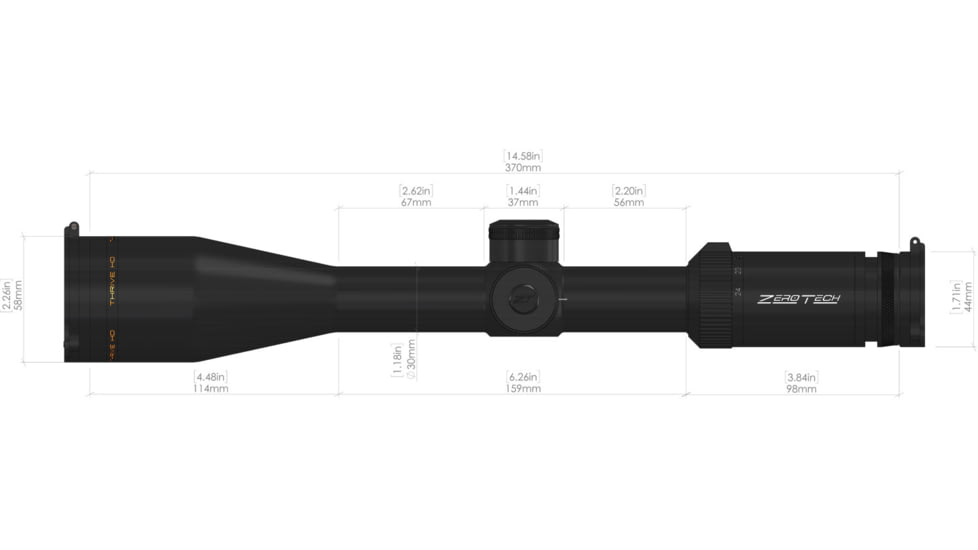 ZeroTech Optics The Thrive HD 6-24x44mm Riflescope, 1.18in Tube, First Focal Plane, Hunter Illuminated Reticle, Black, TH6245FL-IR
