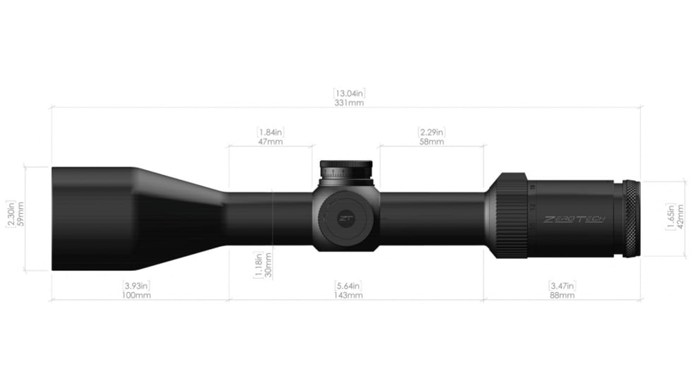 ZeroTech Optics Thrive Rifle Scope, 4-16x50mm, 30mm Tube, Second Focal Plane, Mildot Reticle, Black, TH41650MD