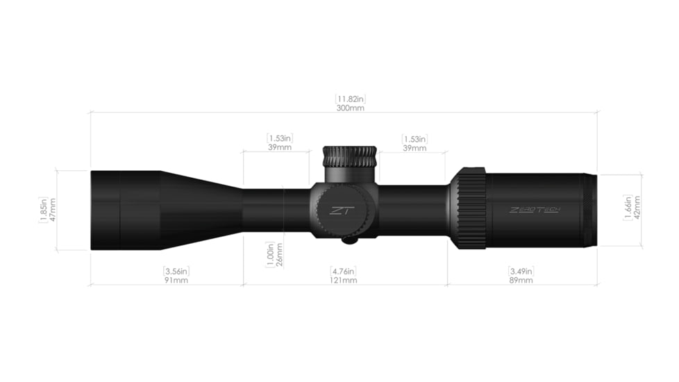 ZeroTech Optics Vengeance Rifle Scope, 3-12x40mm, 1 inch Tube, Second Focal Plane, Duplex Reticle, Black, VG3124