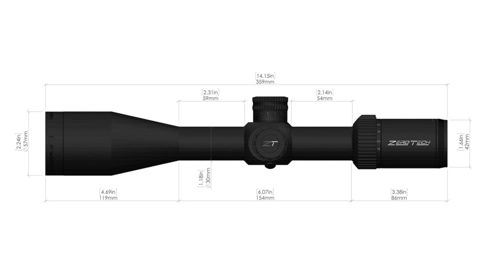ZeroTech Optics Vengeance Rifle Scope, 4-20x50mm, 30mm Tube, Second Focal Plane, R3 Reticle, Black, VG4205R3