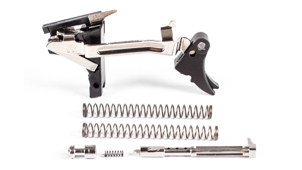 ZEV Technologies Fulcrum Adjustable Ultimate Pistol Trigger, Glock 17/17L/19/19C/26/34, Curved, 3lb, Black/Black, FUL-ADJ-ULT-9-B-B