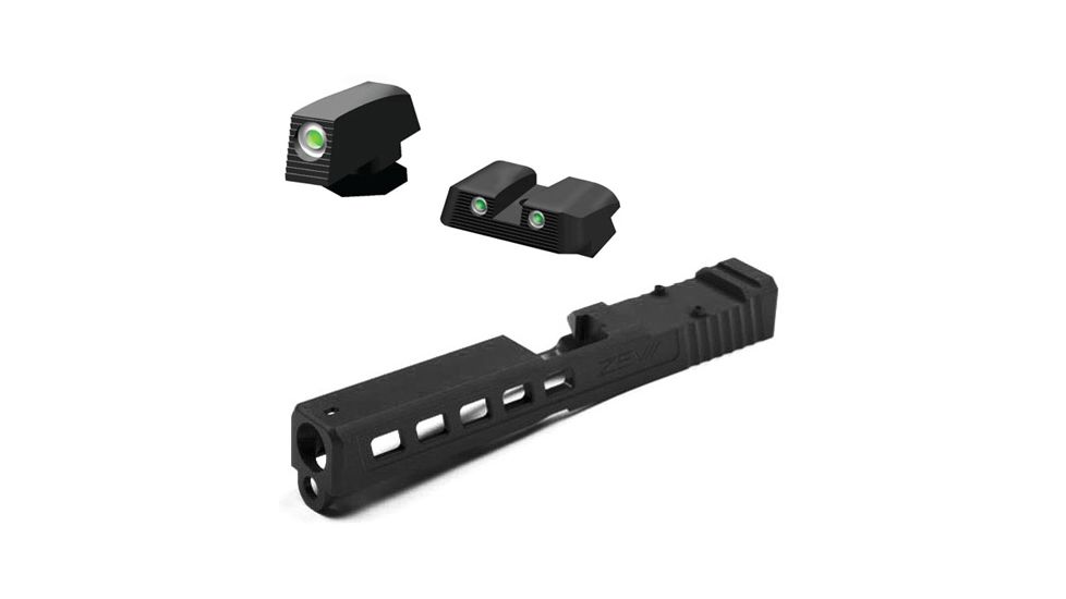 ZEV Technologies Dragonfly Black G17 Absolute Cowitness W/ Hiviz Tritium Nitesight Set Green W/White Outline