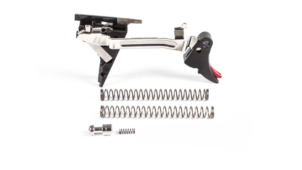 ZEV Technologies Fulcrum Drop In Trigger Kit Black Trigger Pad, w/Red Safety For Gen 4 For Glock 17/19/26/34