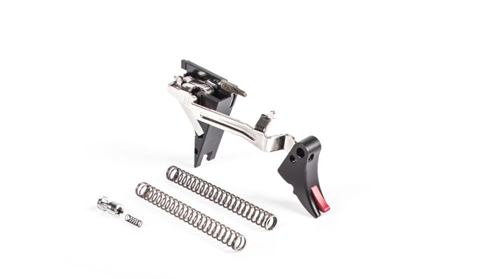 ZEV Technologies Fulcrum Drop In Trigger Kit Black Trigger Pad, w/Red Safety For Gen 4 For Glock 17/19/26/34