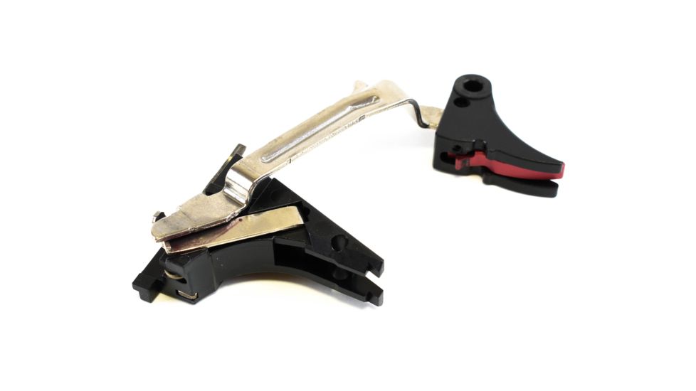 ZEV Technologies Fulcrum Drop In Trigger Kit Black Trigger Pad With Red Safety For Gen 4 Glock 17/19/26/34