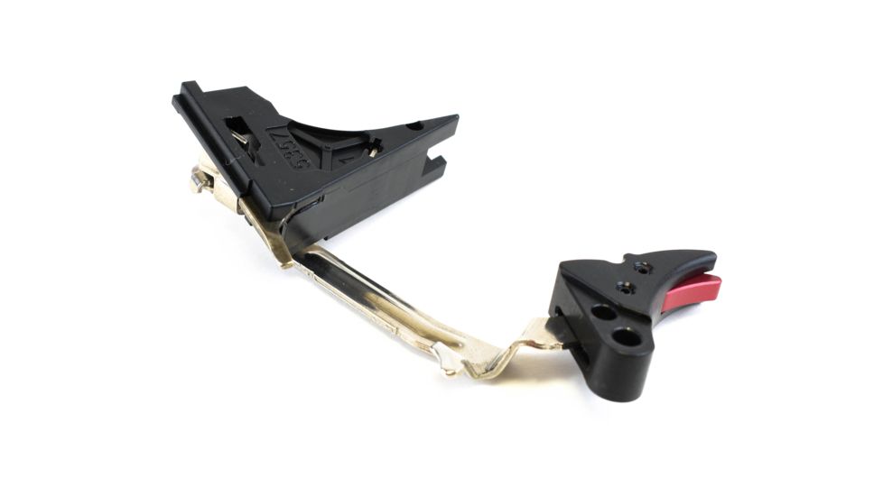 ZEV Technologies Fulcrum Drop In Trigger Kit Black Trigger Pad With Red Safety For Gen 4 Glock 17/19/26/34
