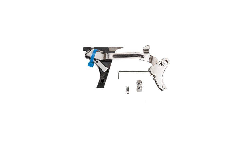 Zev Technologies Fulcrum Drop In Trigger Kit Stainless Trigger Pad With Black Safety For Gen 1/2/3 Glock 17/19/26/34