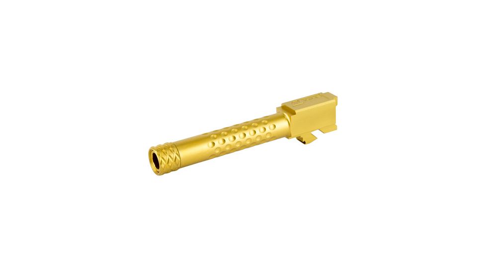 ZEV Technologies G19 9MM Threaded Dimpled Barrel, Gold, ZT-BBL-19-DS-GLD