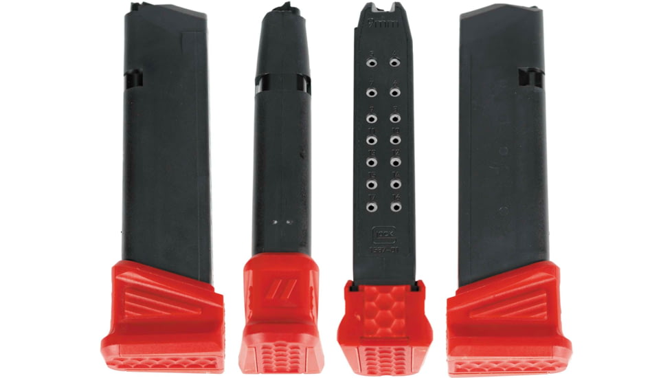 ZEV Technologies Polymer Glock 17 +5 Rounds Pistol Magazine Extension, Red, 5, BPAD-G17-5-R