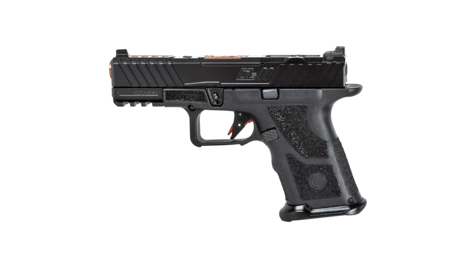 ZEV Technologies OZ9C Elite Hyper-Comp Compact Pistol, Black Polymer Frame, Compensated Bronze Barrel, In, 9mm, Striker Single Action, 15-Round Magazine ZT-OZ9C-CPTHYPBBRZ-FRRMPG