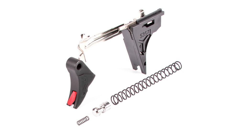 ZEV Technologies PRO Curved Face Trigger Drop-In Kit, 4th Gen, 9mm, Black/Red CFT-PRO-DRP-4G9-B-R