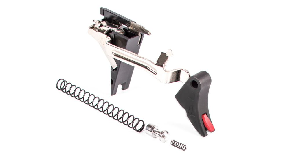 ZEV Technologies PRO Curved Face Trigger Drop-In Kit, 4th Gen, 9mm, Black/Red CFT-PRO-DRP-4G9-B-R