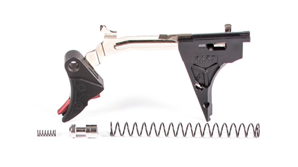 ZEV Technologies PRO Curved Face Trigger Drop-In Kit, 4th Gen, 9mm, Black/Red CFT-PRO-DRP-4G9-B-R