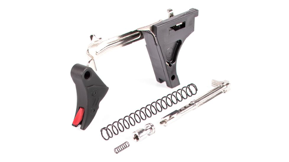 ZEV Technologies PRO Flat Face Glock Ultimate Kit Trigger, 1-3 Gen, .40, G27, G23, G22, G35, G24/ Blk/Red, FFT-PRO-ULT-3G40-B-R