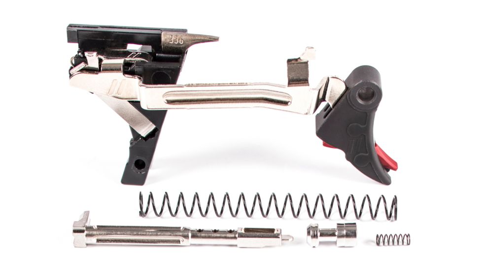 ZEV Technologies PRO Flat Face Glock Ultimate Kit Trigger, 1-3 Gen, .40, G27, G23, G22, G35, G24/ Blk/Red, FFT-PRO-ULT-3G40-B-R