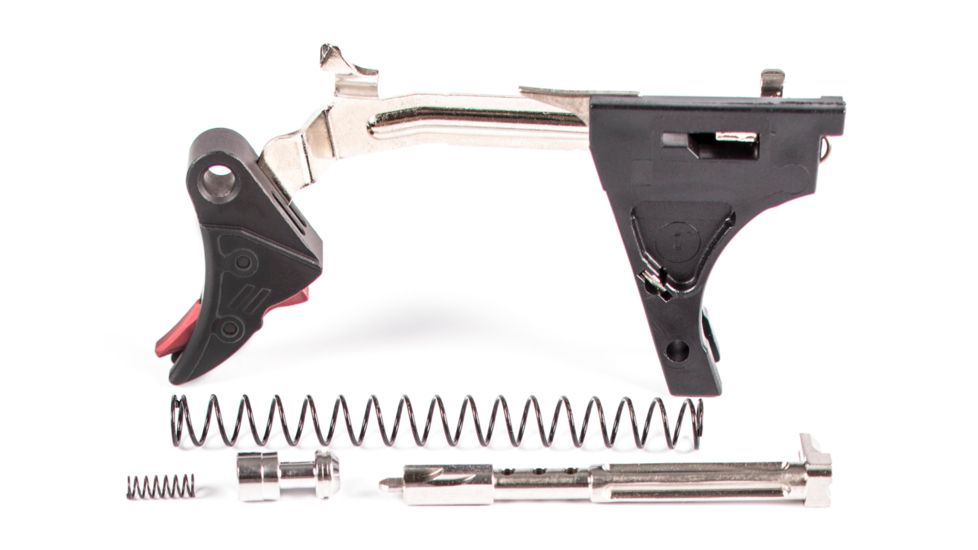 ZEV Technologies PRO Flat Face Glock Ultimate Kit Trigger, 1-3 Gen, .40, G27, G23, G22, G35, G24/ Blk/Red, FFT-PRO-ULT-3G40-B-R