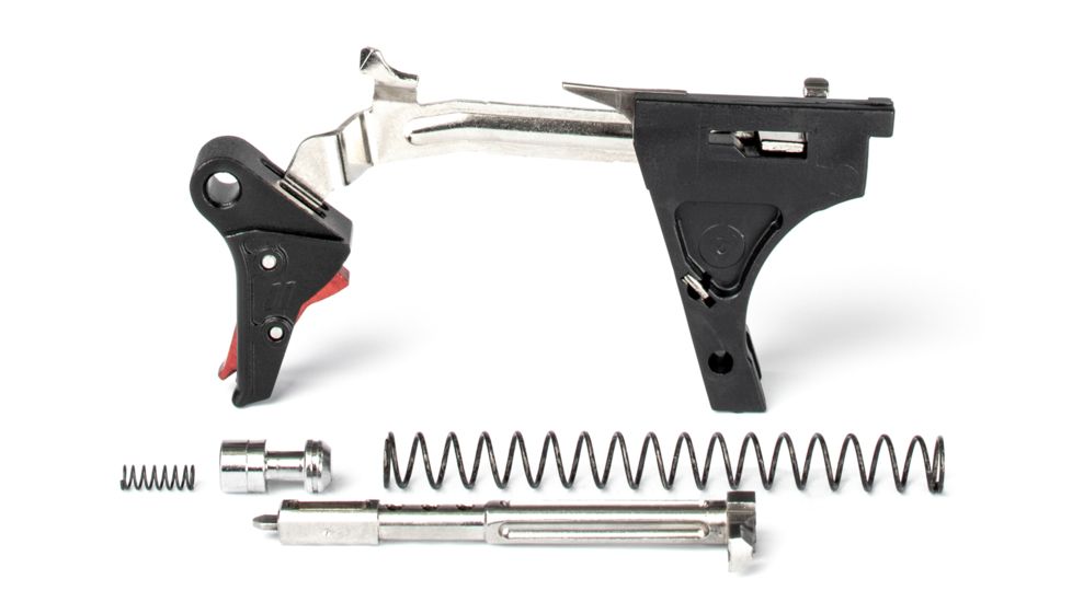 ZEV Technologies PRO Flat Face Glock Ultimate Kit Trigger, 1-3 Gen, 9mm, G26, G19, G17, G34, G17L, Blk/Red, FFT-PRO-ULT-3G9-B-R