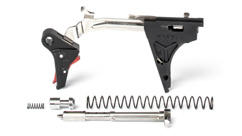 ZEV Technologies PRO Flat Face Glock Ultimate Kit Trigger, 4th Gen, 9mm, G26, G19, G17, G34, Blk/Red, FFT-PRO-ULT-4G9-B-R