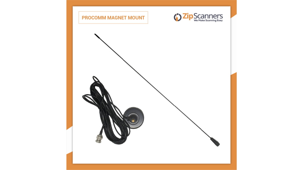 Zip Scanners ProComm Vehicle Magnet Mount Antenna, JBC290BNC