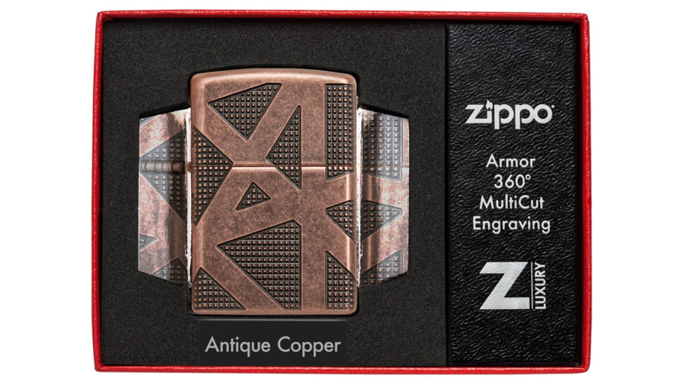 Zippo Armor Geometric 360 Design Lighter w/ Click, Brass, One Size, 49036