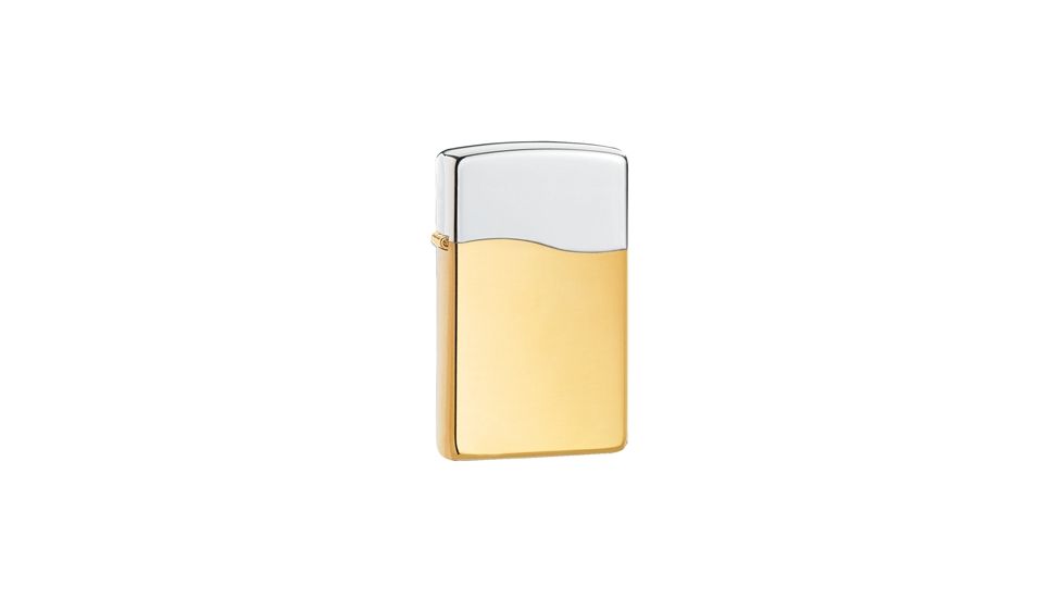 Zippo Blu Premium Butane Lighter, Fleetwood, BLU2, Rhodium Lid w/ 22 kt. Gold-Plated Bottom 30209