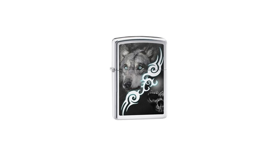 Zippo Blue-Eyed Wolf Lighter, High Polish Chrome 28872