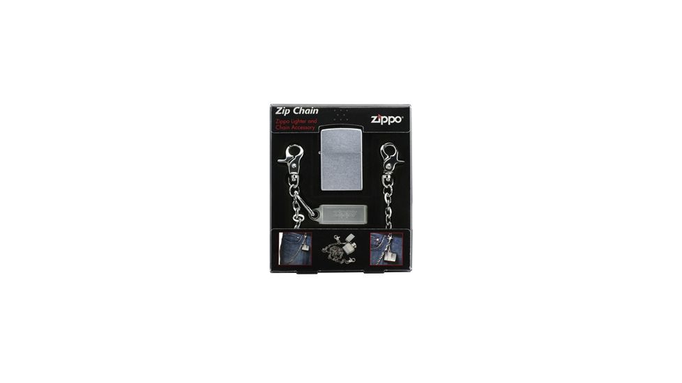 Zippo Zip Chain Classic Lighter &amp; Chain Accessory Combo, Street Chrome 24414