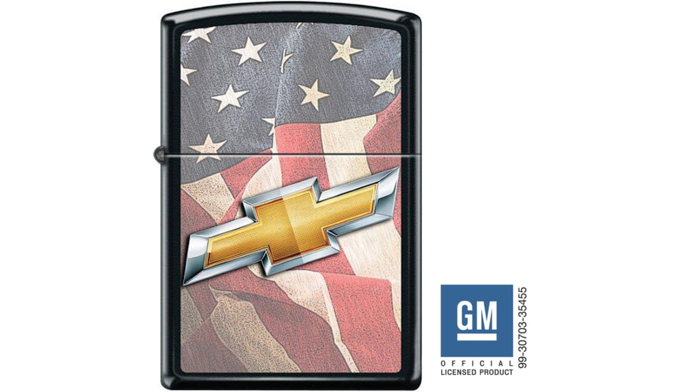 Zippo Chevy USA Lighter, Black Matte, 1.44in x 2.25in, ZP16230