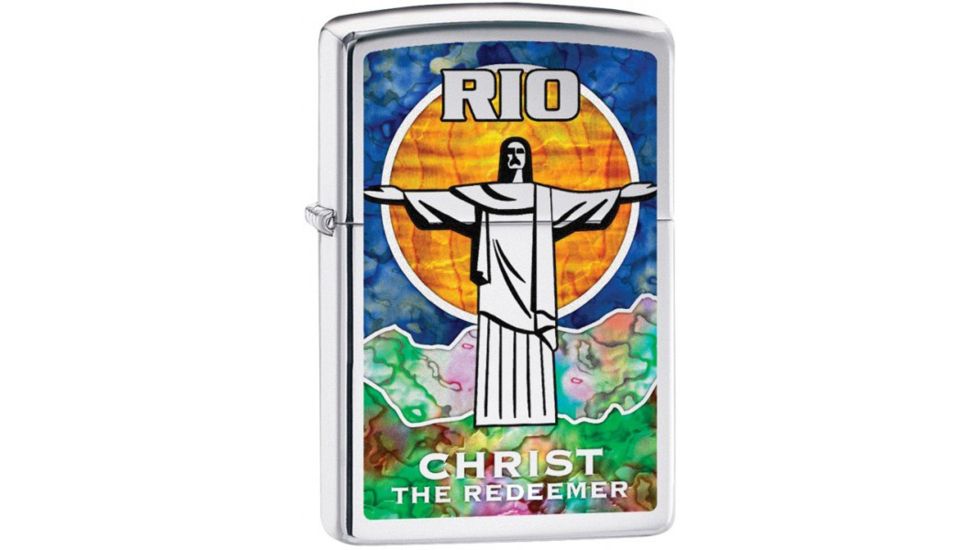 Zippo Chrome Fusion Christ the Redeemer Lighter, High Polish 9000753