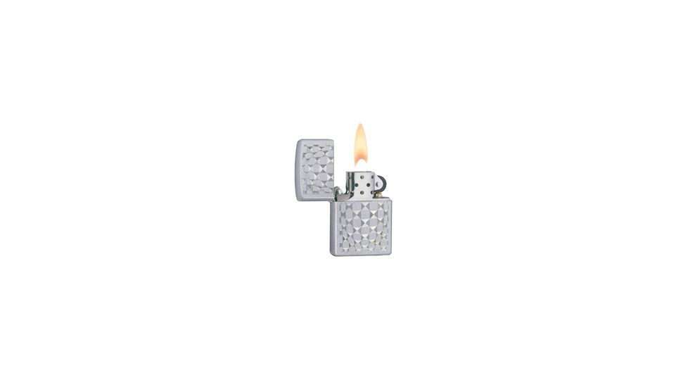 Zippo Cut Glass Classic Style Lighter, Satin Chrome 24013