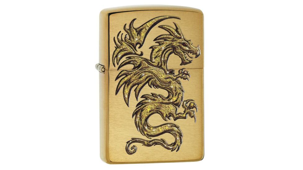 Zippo Dragon Design Brushed Brass Pocket Lighter 29725