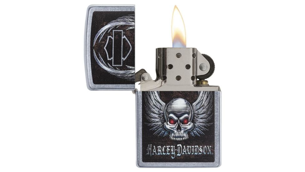 Zippo Harley Davidson Skull Street Chrome Lighter 29558